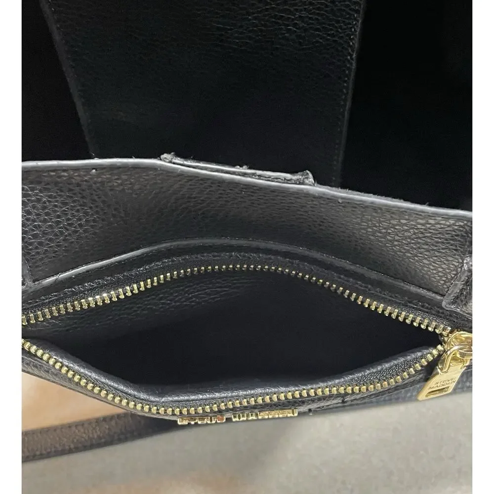 Steve Madden Black Leather Pebbled Tote + Matching Makeup Wristlet-Shoulder Bag